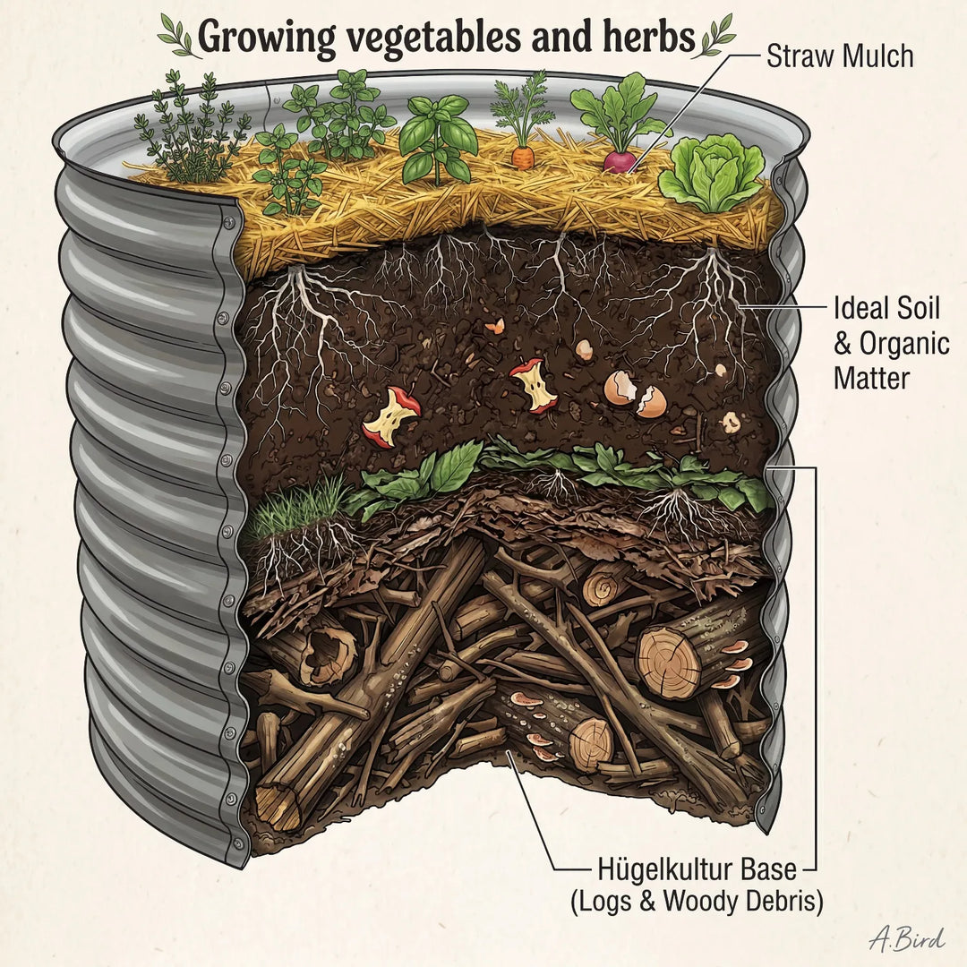Round Metal Raised Garden Bed 29" Tall