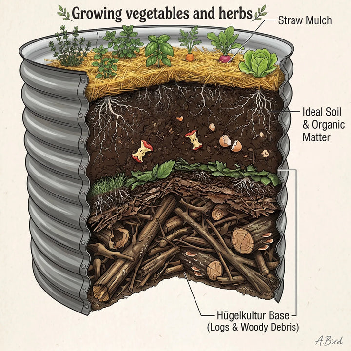 Round Metal Raised Garden Bed 29" Tall
