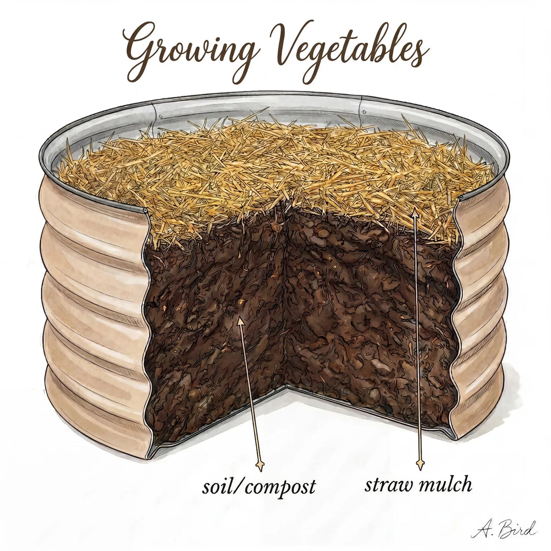 Round Metal Raised Garden Bed 15" Tall