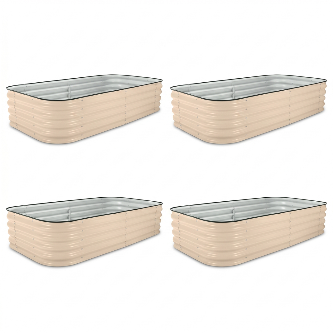 4-Pack —  Large Modular Steel Raised Garden Bed 15" Tall