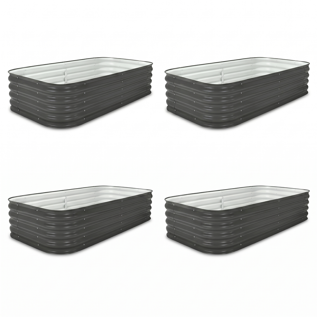 4-Pack —  Large Modular Steel Raised Garden Bed 15" Tall