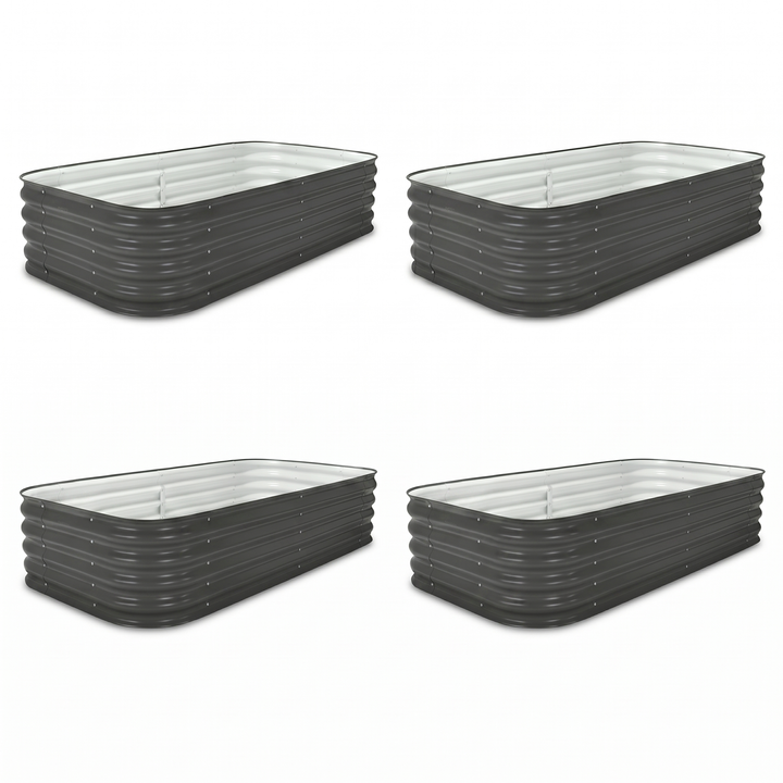 4-Pack —  Large Modular Steel Raised Garden Bed 15" Tall