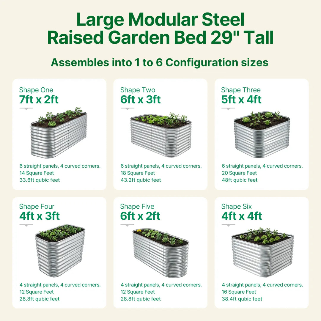 Large Modular Steel Raised Garden Bed 29" Tall