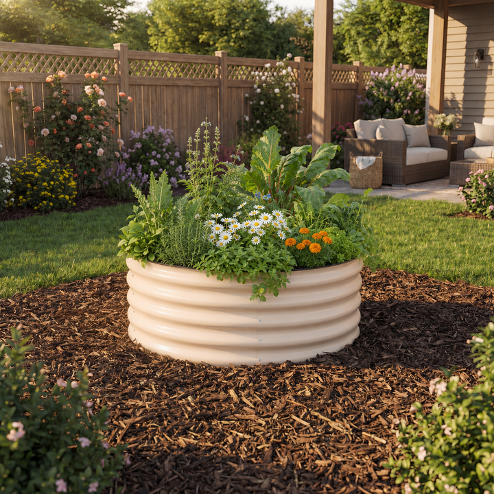 Round Metal Raised Garden Bed 15" Tall