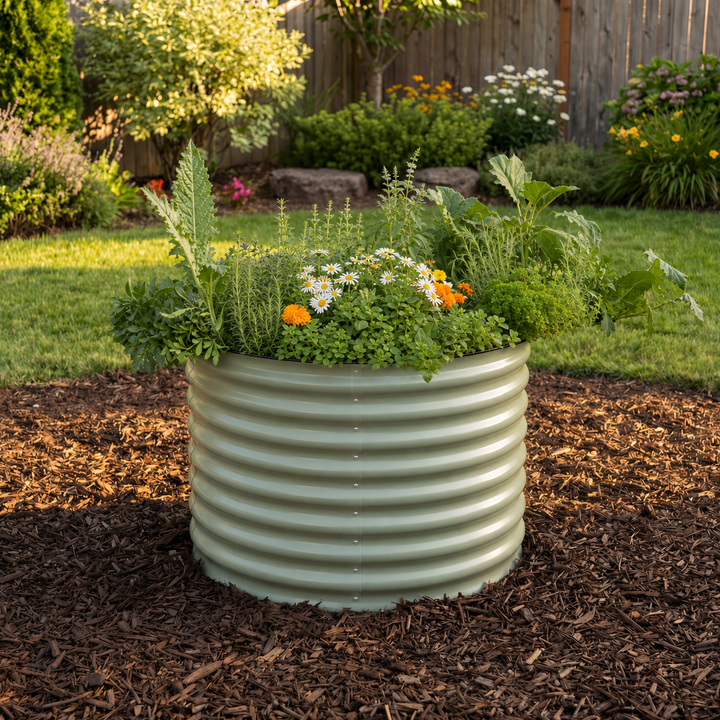 Round Metal Raised Garden Bed 29" Tall