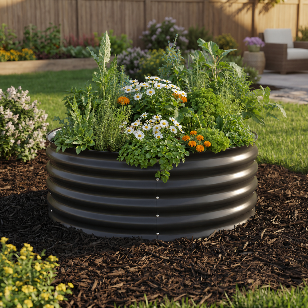 Round Metal Raised Garden Bed 15" Tall
