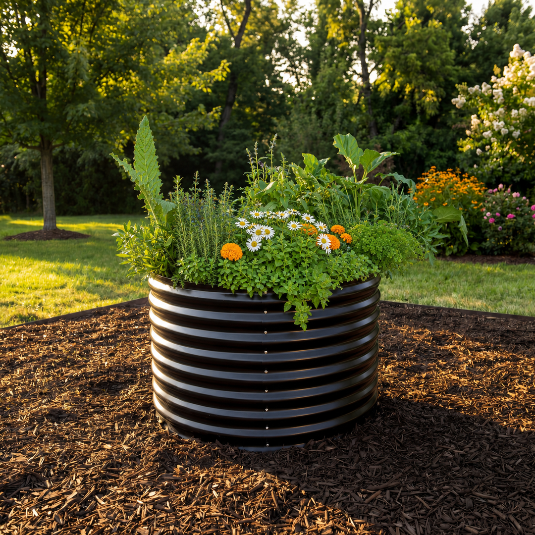 Round Metal Raised Garden Bed 29" Tall