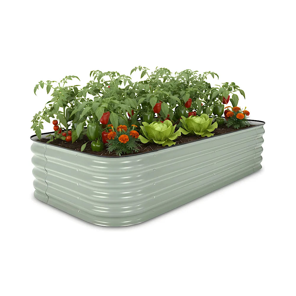15" green metal raised garden bed