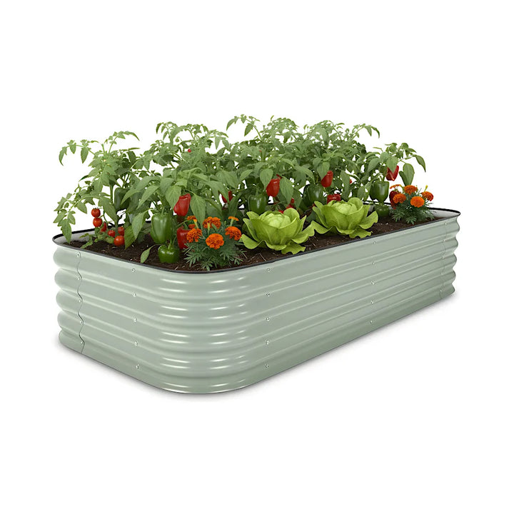 15" green metal raised garden bed