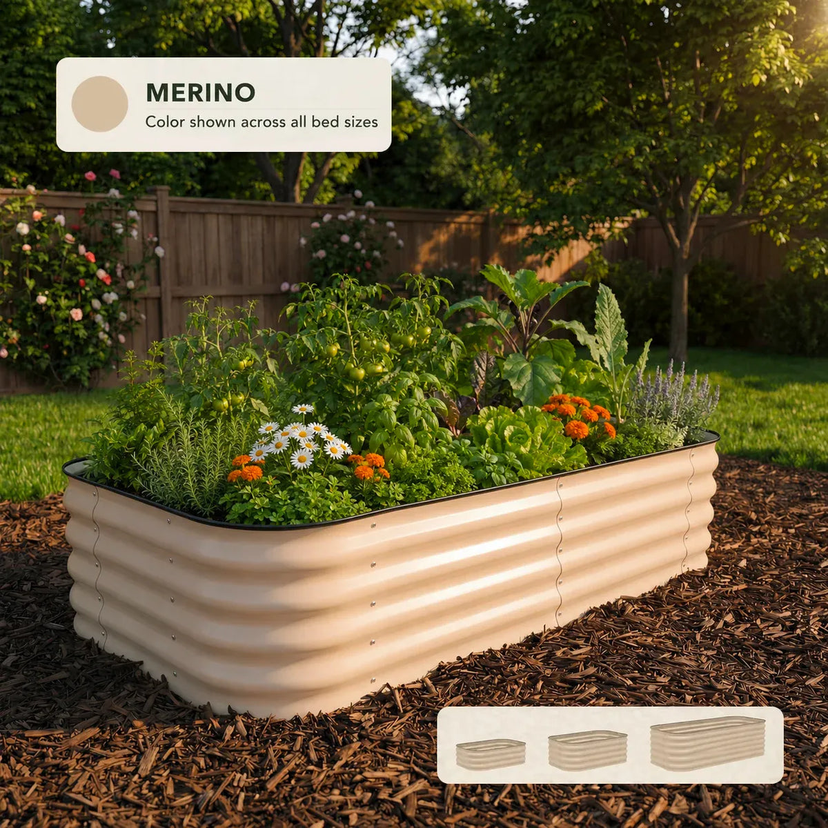 Light Clay Metal Raised Garden Bed
