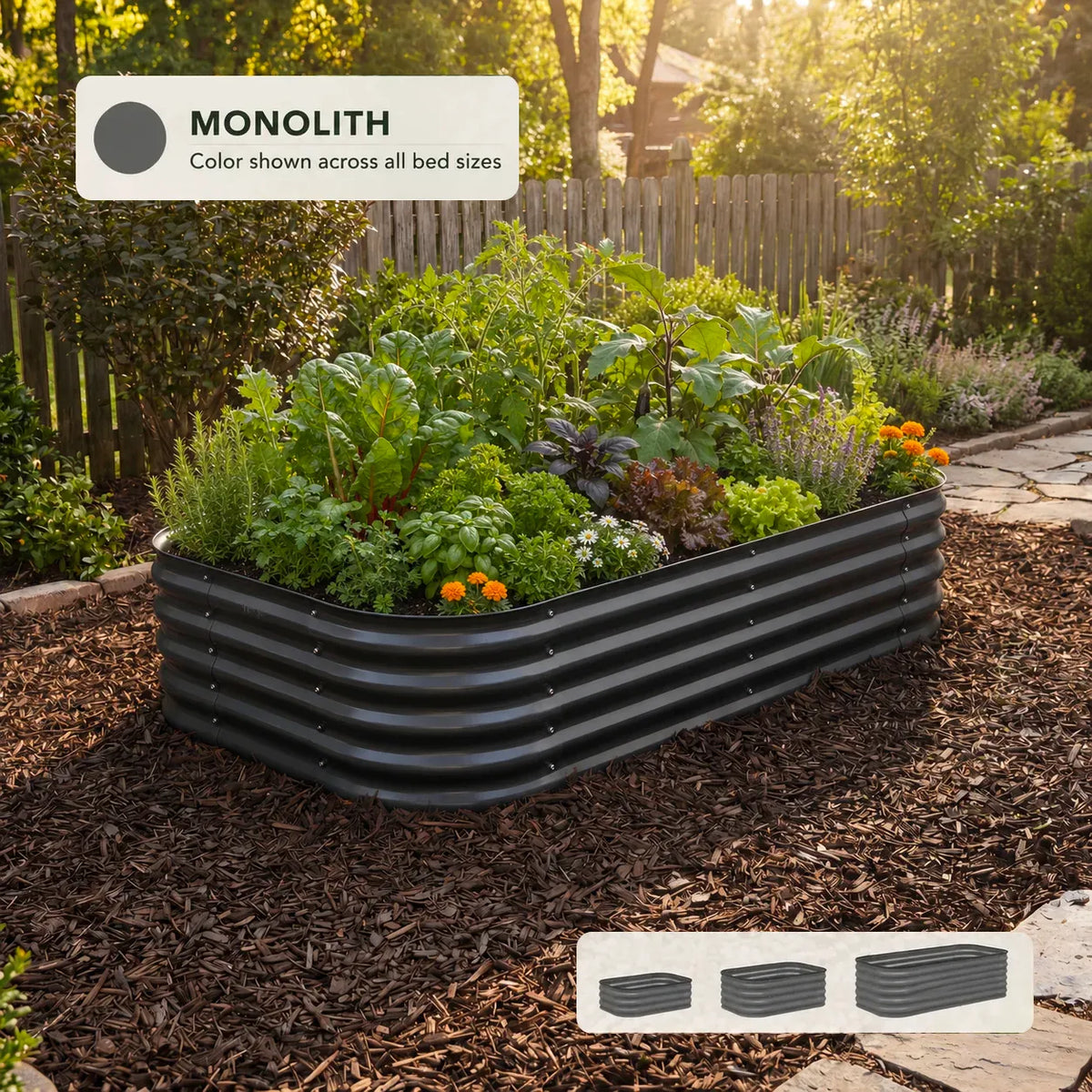 Dark Grey Metal Raised Garden Bed